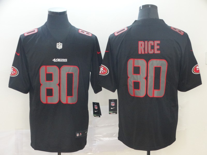 Men's San Francisco 49ers Jerry Rice #80 Black Team Jersey